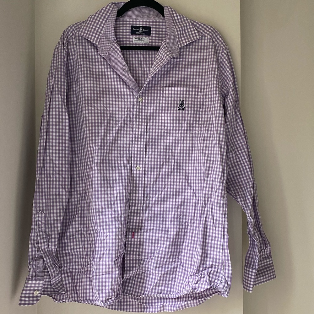 Psycho Bunny Purple Gingham Shirt